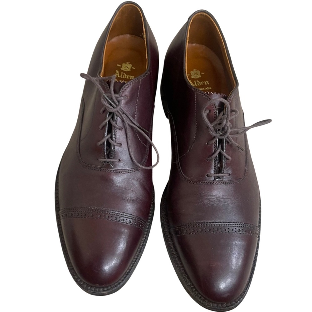 Alden Mens Burgundy Leather Cap Toe Oxford Dress Shoes Made in USA 905 11 B/D - Picture 2 of 14